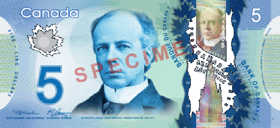 Five Dollars - Canada polymer banknote - $5 Dollar bill
