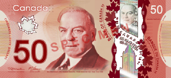 Fifty Dollars - Canada polymer banknote - $50 Dollar bill