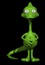 Little green lizard guy waving to you