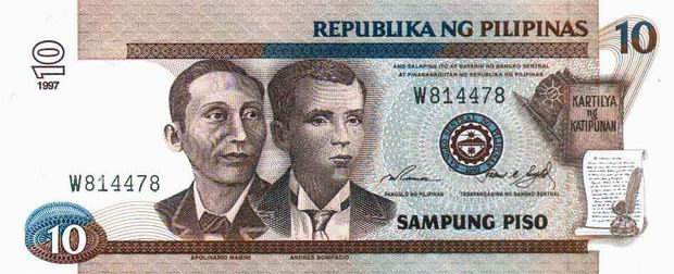 Ten Pesos - Philippines paper money - 10 Peso bill Front of note