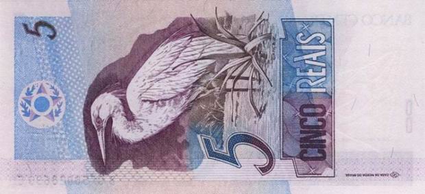 5 Brazilian Reais - paper banknote - Five Reais bill