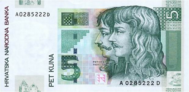 Five Kuna - Croatian banknote - 5 Kuna Bill Front of note Front of note