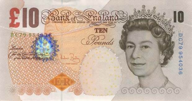 Ten Pounds - British paper banknote - £10 note