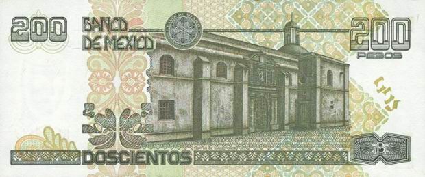 200 Pesos - Banco de Mexico - Two Hundred Peso bill Back of note