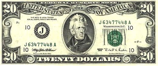 picture of twenty dollar bill American money bank note US dollar 
